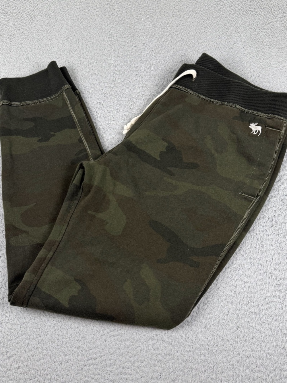 Abercrombie Fitch Joggers Men Large Green Camo Drawstrings Sweatpants Loungewear